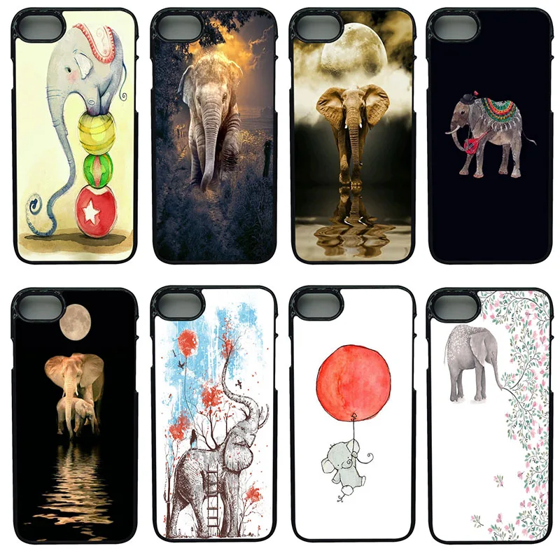 Cute Interesting Elephant Drawing Phone Case Anti-knock Black protect Shell Plastic Hard for iphone 8 7 6 6S PLUS X 5S 5 SE |