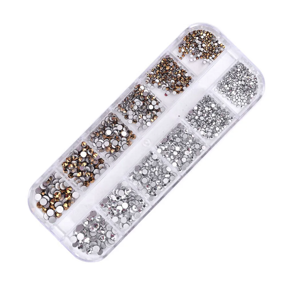 Украшения для дизайна ногтей 12 решеток украшение для ногтей Сверкающее сверло длинная коробка упаковка для дизайна ногтей Макияж порошок# YL5