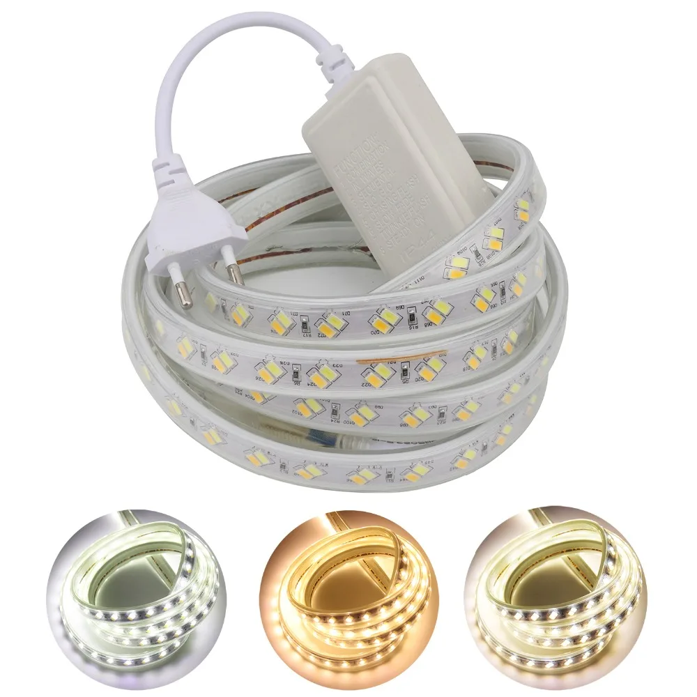 buy Warm White+White Warm White White 3 modes in 1 LED Strip SMD5730 5630 IP65 waterproof LED strip light with EU Plug ribbon IL