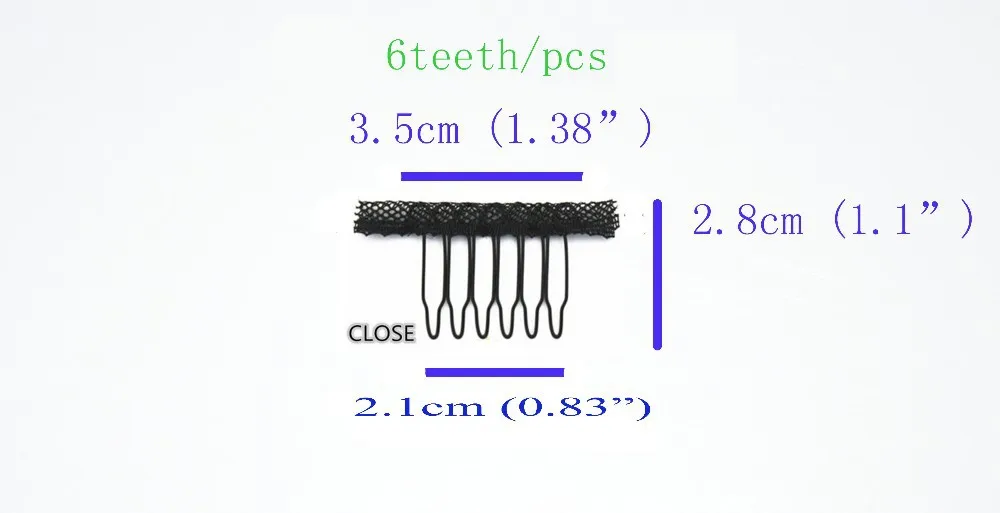 Черный-6 зубов каждый(10 шт всего) 1,6*1,1*1,22 небольшой проволочный пружинный гребень для парика гребень зажим для парика/волос утка/наращивание волос