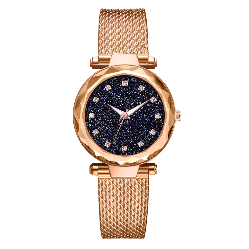 Fahion звездное небо часы женские кварцевые Роскошная лента тренд черные фиолетовые электронные часы женские наручные часы - Цвет: E