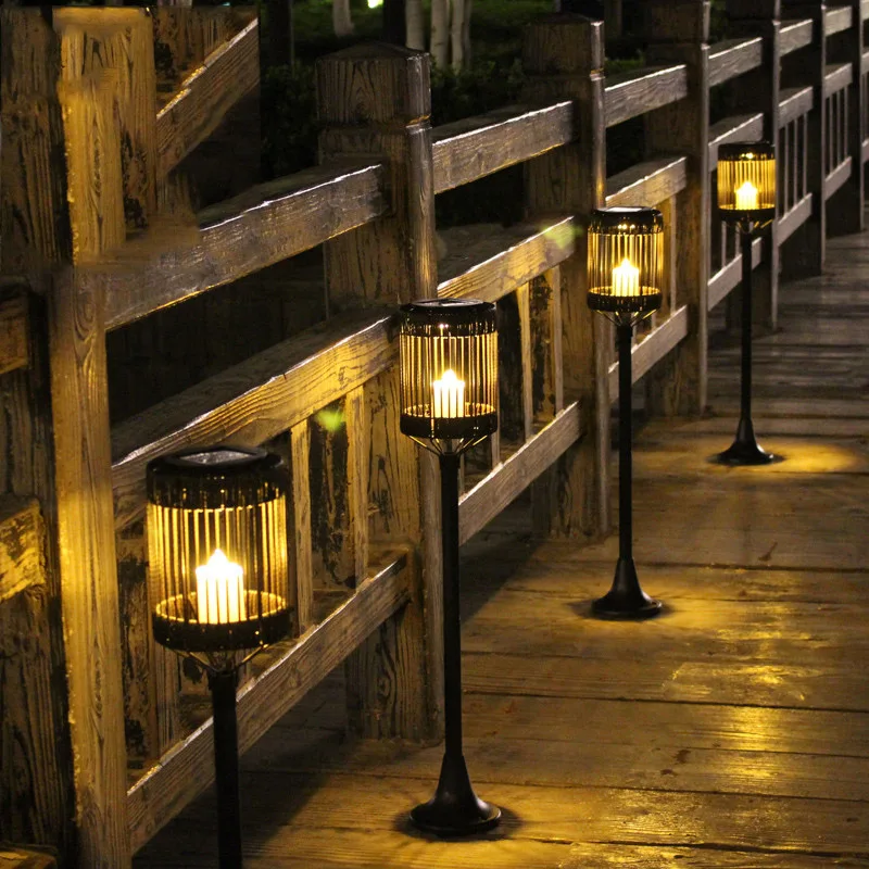 

Led Solar Energy Powered Candle Lamp 80cm Waterproof Outdoor Garden Street Solar Panel Weaving Lights Lawn Yard Landscape Decor