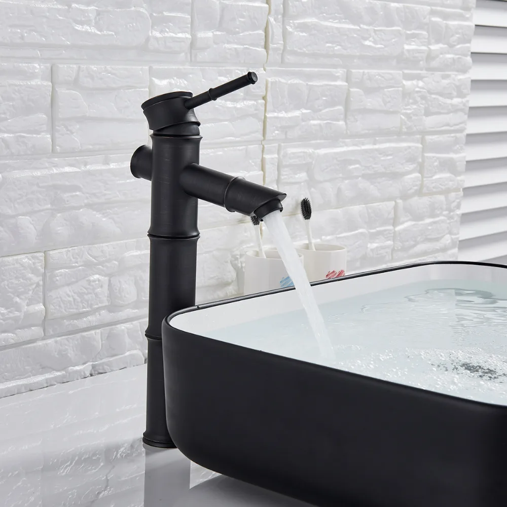 

New Black Bronze Bathroom Basin Sink Faucet Deck Mounted Single Hole Countertop Sink Mixer Tap Cold & Hot Water Faucet