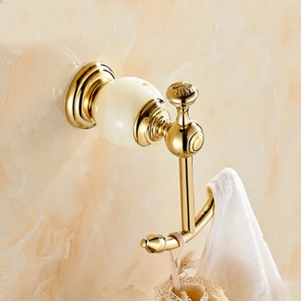 Brass Bathroom Wall Mounted Bath Towel Hanger Golden Color Towel Hooks