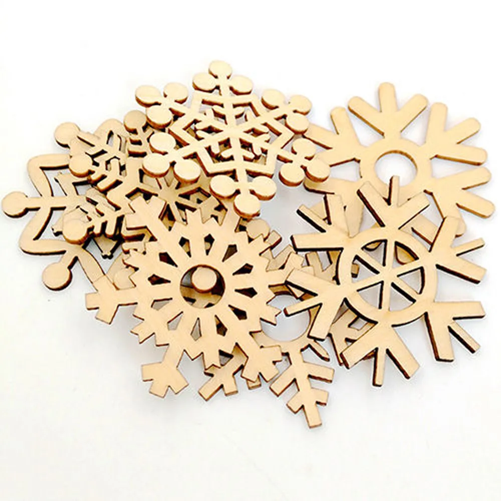 

10pcs Assorted Wooden Snowflake Christmas Placemat Wooden Carved Mug Coasters Holder Cup Mats Table Dinner Decor Gift 1O9