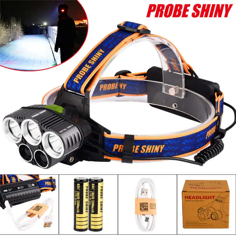 25000LM 5x XM-L T6 Headlamp Headlight Head Light led flashlight rechargeable USB+Battery powerful led flashlight #4A28 (8)