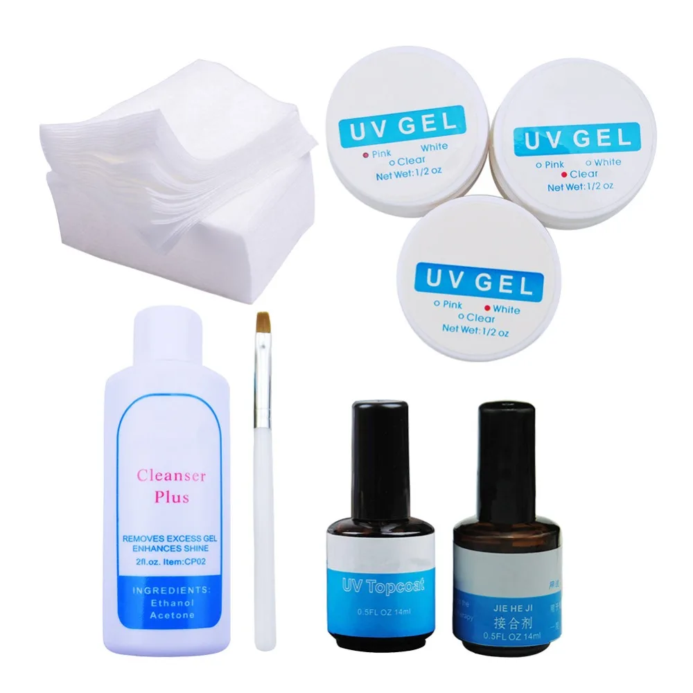 

1Set Nail Art Acrylic Nail Kit UV Gel Manicure Set Nail Polish Kit Top And Base Coat Primer Cleanser Plus Gel Polish Remover Set