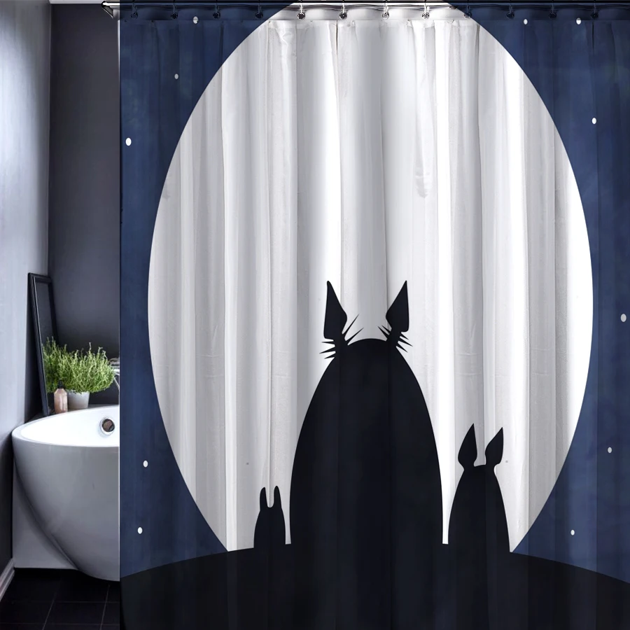 CHARMHOME черная кошка Тоторо Шиншилла Заказная мультяшная душевая занавеска ванная комната Водонепроницаемый полиэстер ткань занавеска для душа s