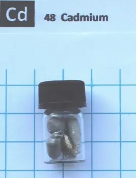 

Cadmium Metal, Cd Element 48 Sample, 5 Grams In Glass Vial