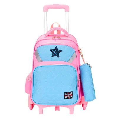 Съемный чемодан для детей 6-12 лет, чехол-карандаш, школьная сумка с героями мультфильмов, студенческий костюм с колесами, чехол, Детский рюкзак для путешествий - Цвет: 2 wheels