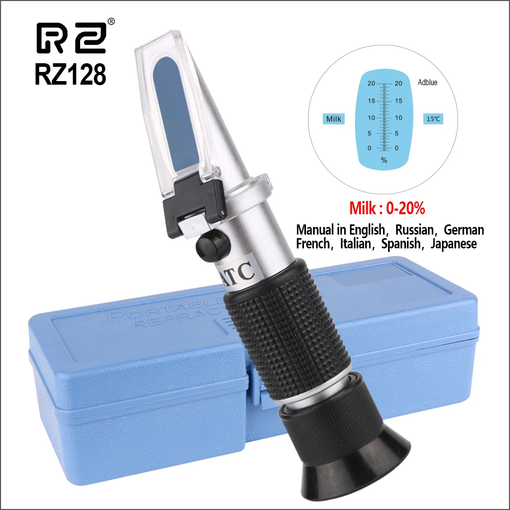 

RZ Refractometers Concentration Refractometer Sugar Auto Digital 0-20% Milk Refractometers Brix RZ128 Portable Refractometer