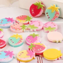 100 шт Случайные Смешанные цвета клубники печати смолы Flatback украшения для скрапбукинга 18x22 мм DIY детские ювелирные изделия для волос оптом