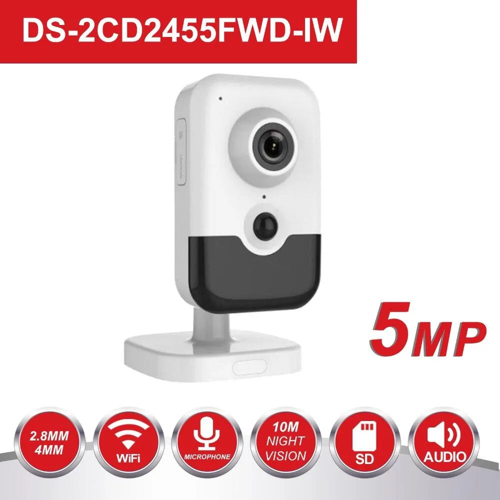 

Hikvision Wireless IP Camera DS-2CD2455FWD-IW 5MP Home Security Cube WiFi Camera Built in microphone
