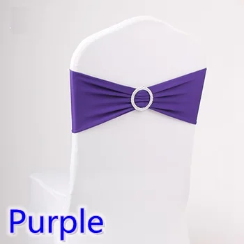 

Purple Colour Spandex chair sashes wedding chair sash with Diamond Rhinestone Buckle lycra stretch wedding chair sashes