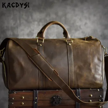 

2020 Design 100% Genuine Leather Mens Travel Duffel Luxury Large Capacity Travel Totes Cowhide Leather Luggage Bags Duffel bag