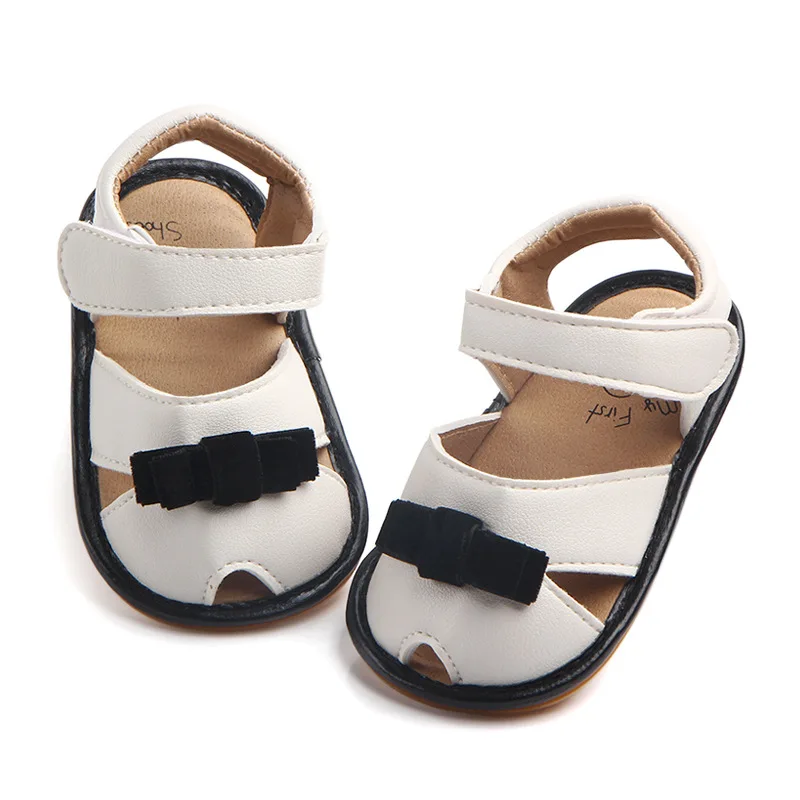 

Toddlers Bebe Nonslip Shoes Flats Rubber Sole Infant Sandals Shoes Baby Girls Summer Shoes Bow Sandals PU Fish Mouth Leather