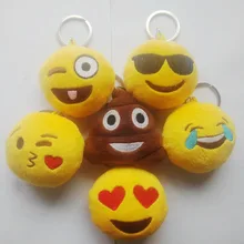 Hot Selling 6 Style Cute Yellow Emoji Cushion Stuffed & Plush Key Chains Phone Emoji Keychain Emoticon Key Ring
