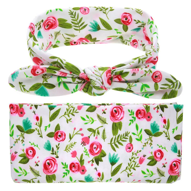 Пеленальный комплект для новорожденных и больниц, пеленальный комплект с повязкой на голову, повязка для пеленания, повязка на голову, Цветочные Детские одеяла, реквизит - Цвет: Print E