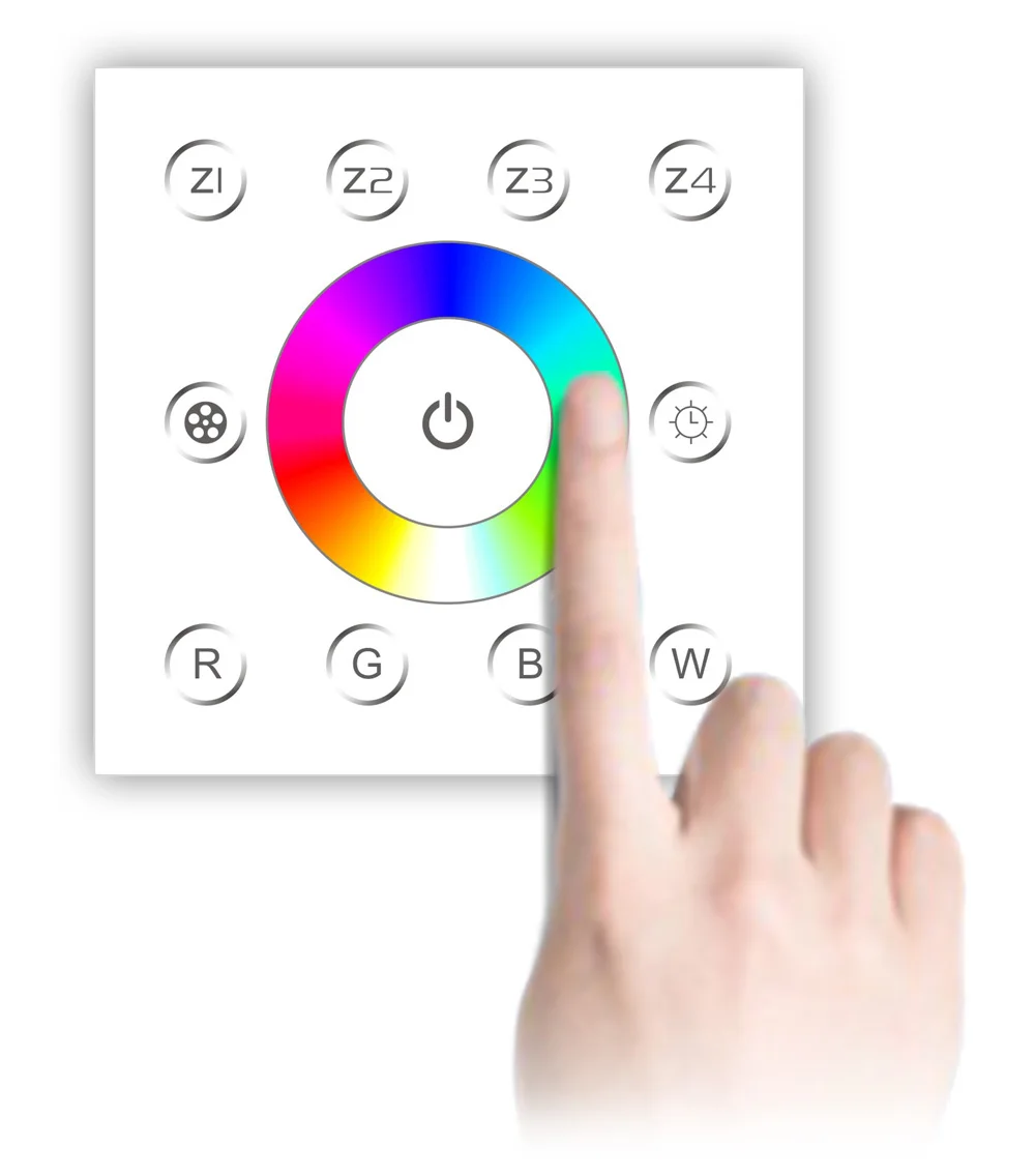 DMX Wall Socket Touch Panel RGBW 4 Zones LED Controller Dimmer AC85V