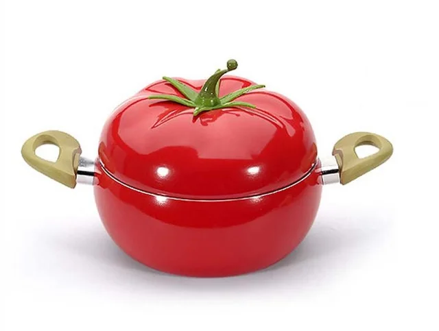 Горячие овощи моделирование антипригарная Кастрюля прекрасный стиль горшочек в форме помидора кухонная посуда кухонный супница для приготовления пищи - Цвет: Красный