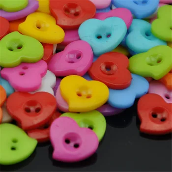 

100pcs 14mm the Plastic Heart Button/Sewing lots Mix - Free Shipping PT66