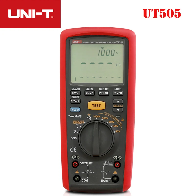 UNI-T UT505A 1000 в цифровой Ручной True RMS мегомметром Измеритель сопротивления изоляции тестер мультиметр Ом Вольтметр Мегаомметр