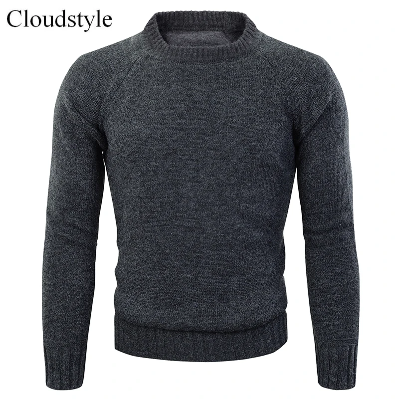 

Cloudstyle 2018 New Sweaters Solid Color O Neck Fashion Long SLeeves Pullover Male Sweaters Elbow Patch Designs Casual Men Tops