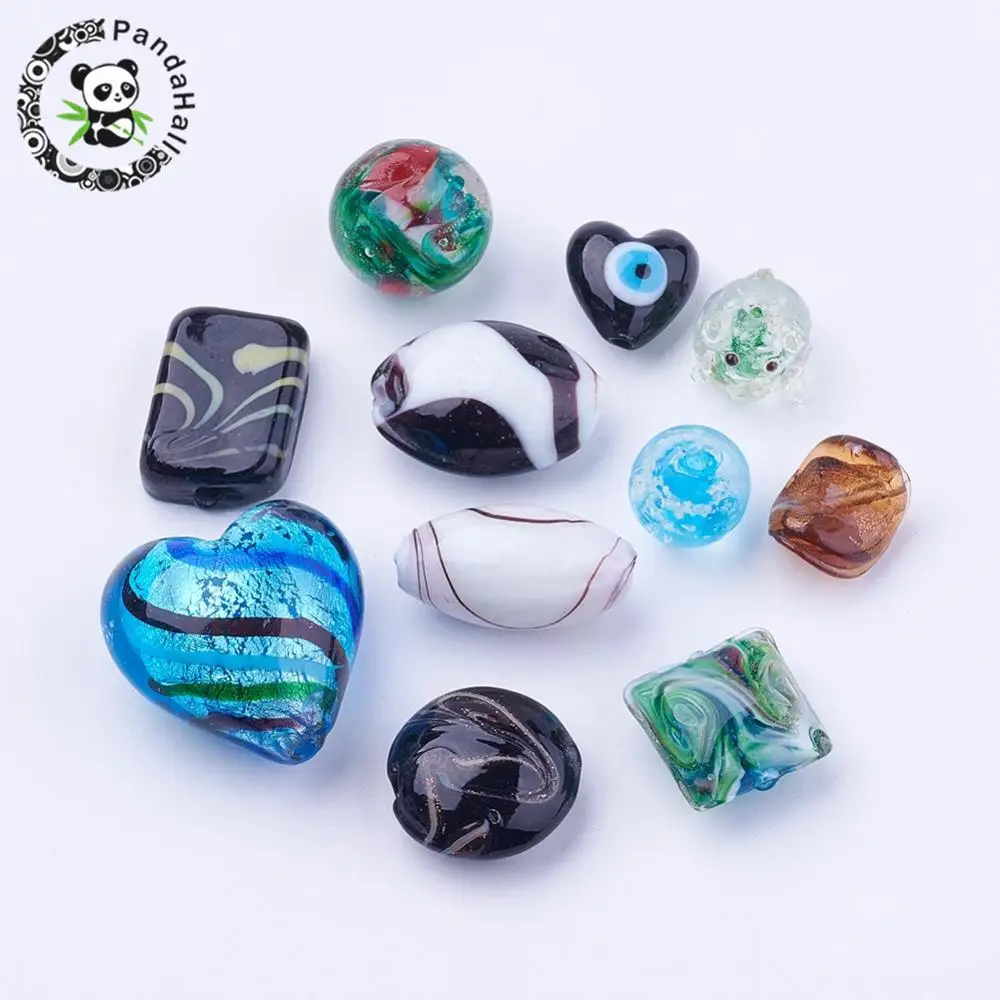 

500g/bag Mixed Size Random Drilled Handmade Lampwork Glass Beads Charms for Jewelry Making DIY Bracelet Necklace Earring Finding