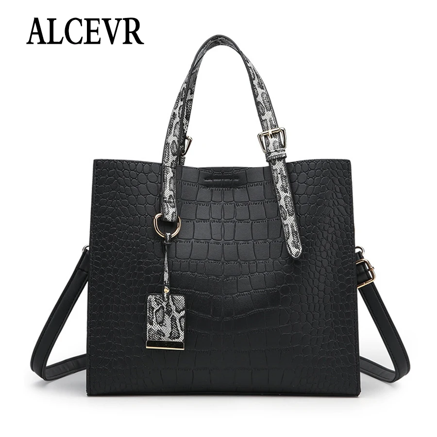 ALCEVR Simple Style Alligator PU Leather Shoulder Bags Solid Color Soft Handbags For Female Casual Crossbody Women | Багаж и сумки