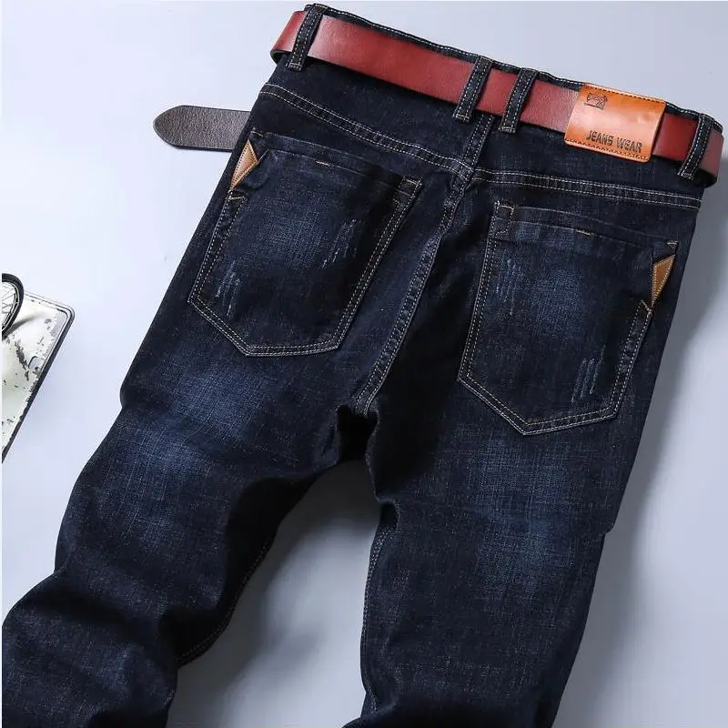

2019 new men's jeans straight leg stretch business jeans