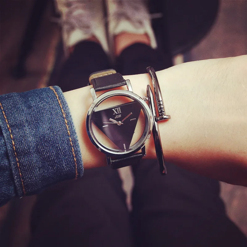 Модные прозрачные женские часы с треугольниками, повседневные женские часы, женские часы, reloj mujer zegarek damski montre femme