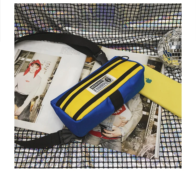 Menghuo Unisex Fanny Pack Belt Bag Panelled Waist Bag Purse Chest Fanny Pack Travel Cashier Belt Hip-hop Rock Boys Girl Bag 2018_35-1_26