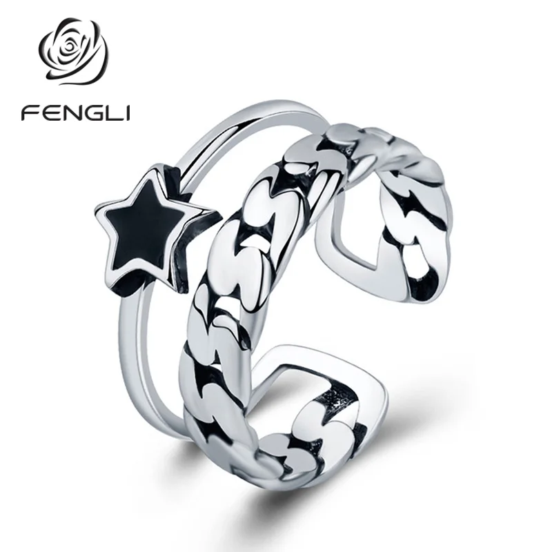 

Fashion Star Open Finger Rings for Women Girls Black Rhinestone Bridal Sets Ring Wedding Engagement Jewelry Delicate Gifts