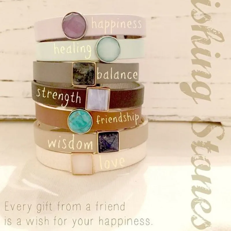 

SANSHOOR ROUND Wishing Stones Natural Stone Charms Fit Mesh Leather Wrappable Bracelets DIY Bracelet Keys 1pcs