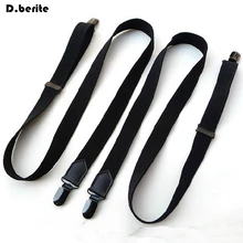 Мужские повседневные однотонные черные подтяжки унисекс, регулируемые подтяжки на клипсах, не перекрещивающиеся подтяжки, ремень для взрослых, для свадебной вечеринки, BDXJ2512