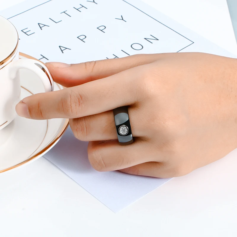 Керамическое кольцо s 8 мм, модные изысканные стразы, керамическое кольцо для женщин плюс один большой кристалл, Свадебное женское подростковое кольцо, ювелирное изделие