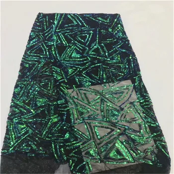 

African Sequins Lace Fabric 2019 green High Quality Lace Nigerian Lace Fabric Off White French Party Net Lace Flower Fabrics