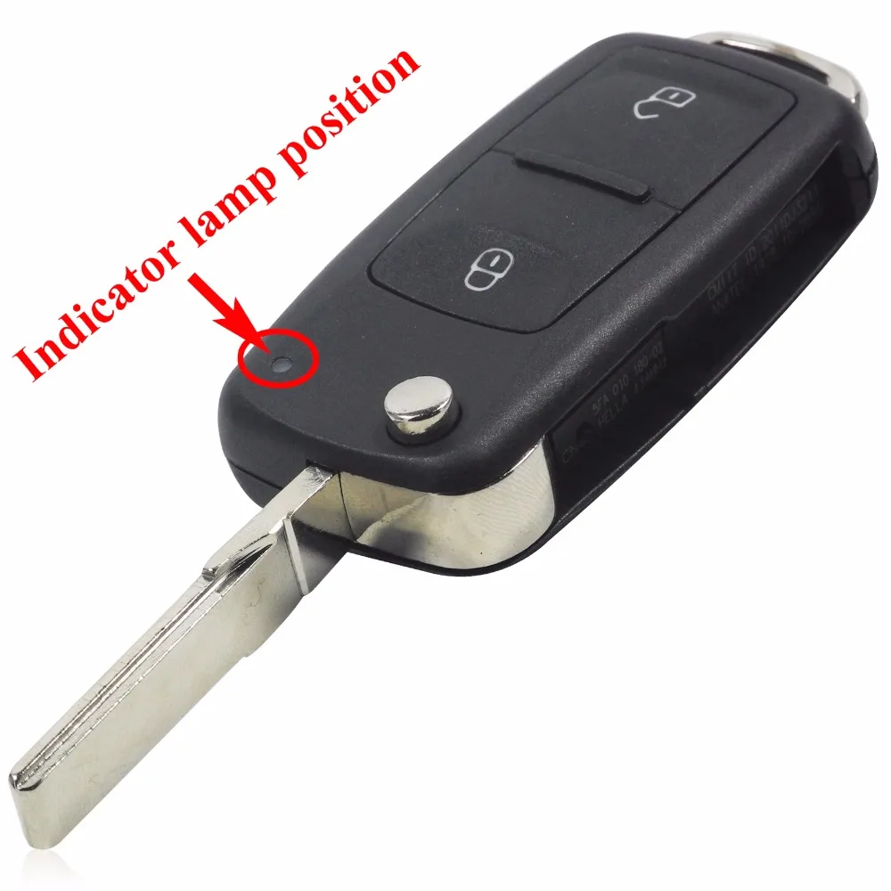 2 Button Uncut Folding Flip Remote Key Replacement Case FOB Shell for Vw VOLKSWAGEN Transporter T5