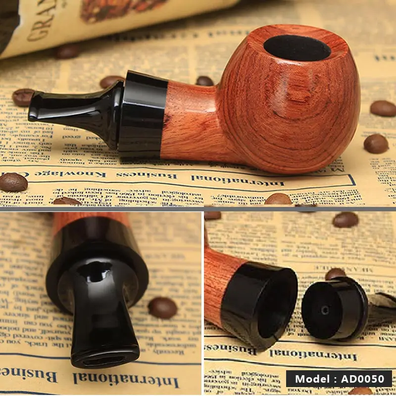 MUXIANG 12 Types Free 10 Pipe Tools Straight kevazingo wood Tobacco Pipe Handmade churchwarden Smoking China ad0001-ad0050