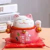 4.5 inch Maneki Neko Porcelain Lucky Cat Home Decor Ornaments Fortune Cat Money Box Fengshui Craft 6 Colors ► Photo 2/6