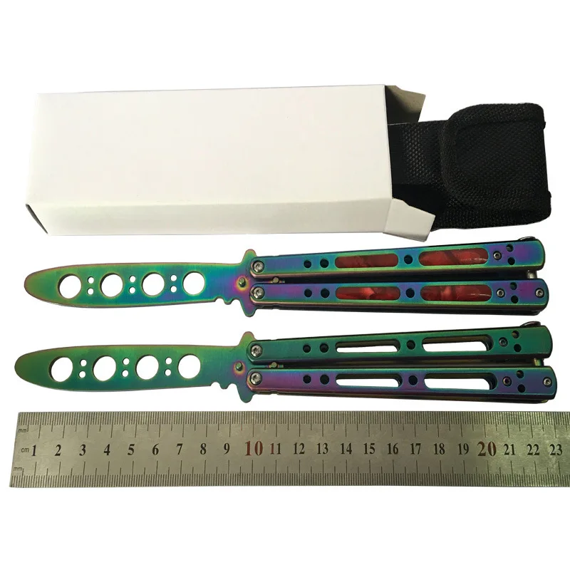 

1PC New Butterfly In Knife Game Cs Go Karambit Titanium Coated Training Folding Knife Butterfly Free Not Sharp KX 253