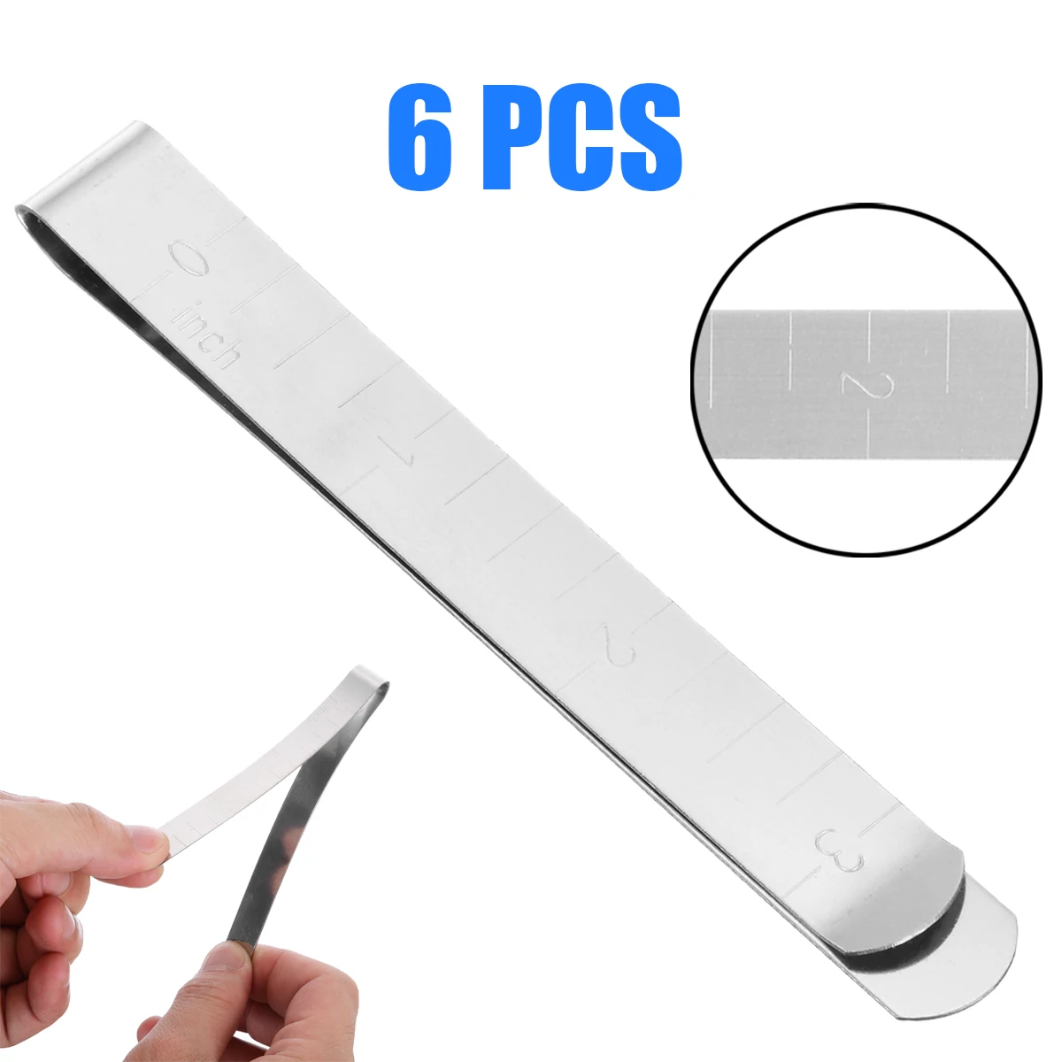 6pcs 11.5cm Length  Crimping Clip Stainless Steel Hemming Clips with Built-in Ruler for Sewing & Stitching
