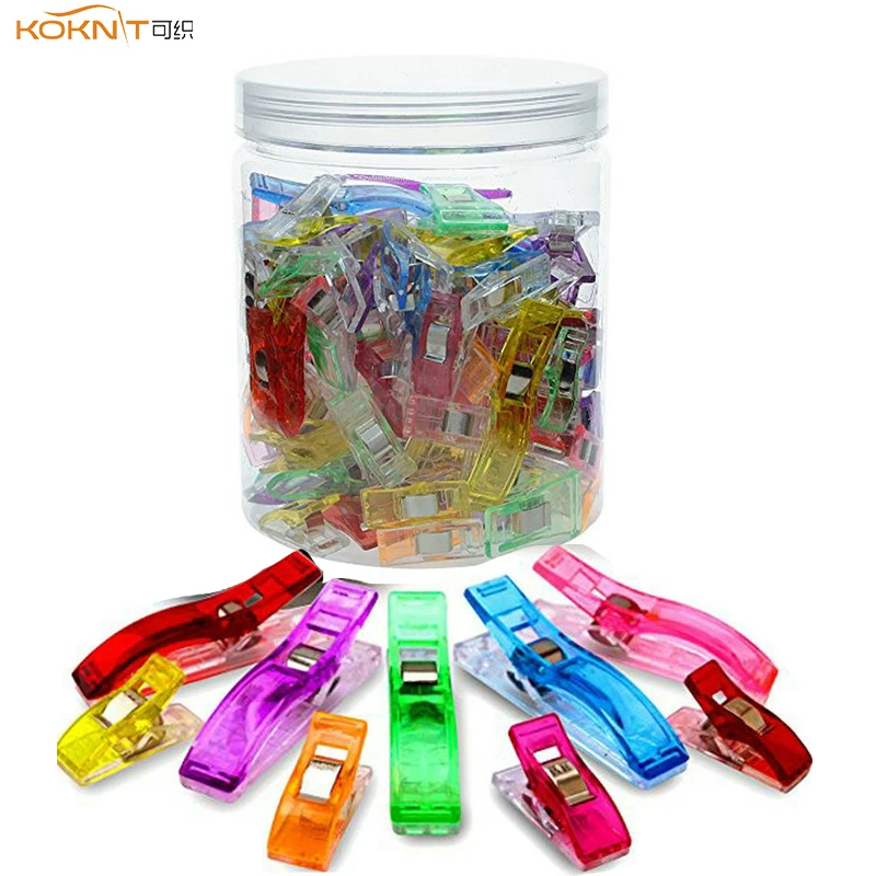 KOKNIT 100pcsbox Wonder Garment Clips Mix Colors 75pcs Small 25pcs Large Clips Holder for DIY Patchwork Fabric Quilting Craft  (3)