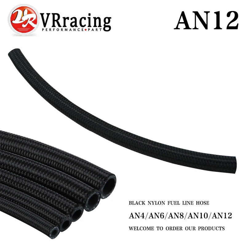 

VR RACING - 12 AN -12AN AN12 Black Nylon Braided Fuel/Oil/Gas Line Hose One Feet 0.3M VR7315-1