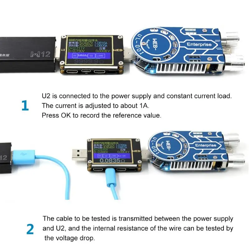WEB-U2 USB Tester Current Voltmeter QC4.0+PD3.0 2 PPS Quick Charging Protocol Capacity DC Meter 1.77 inch HD Display