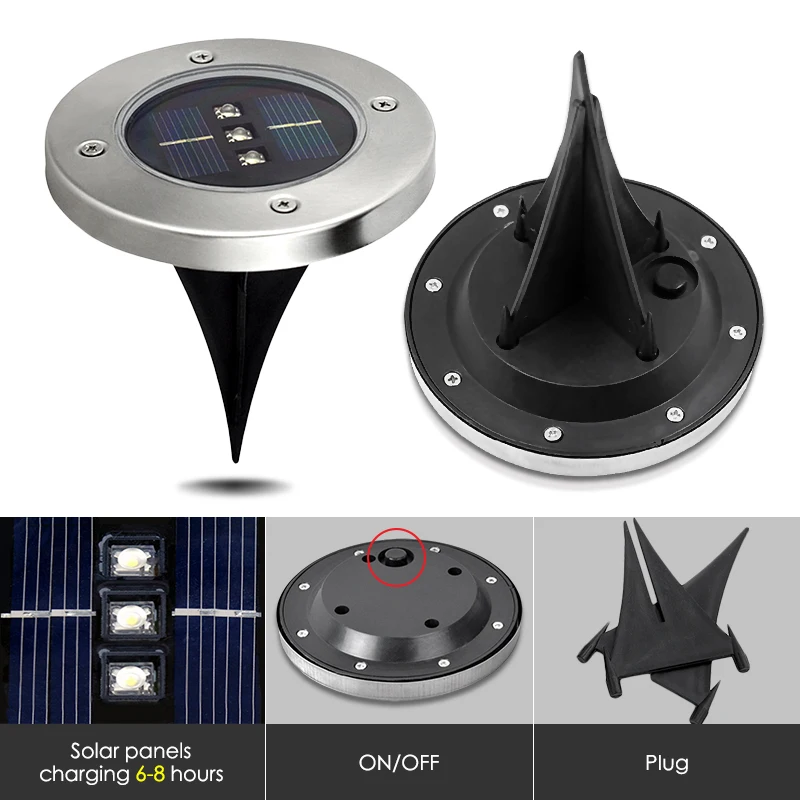 Светодиодный светильник Lampe Solaire 3 светодиодный для сада травяной солнечный
