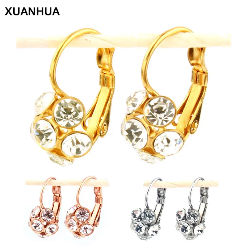 XUANHUA оптовая продажа серьги из нержавеющей стали с камнями модные ювелирные