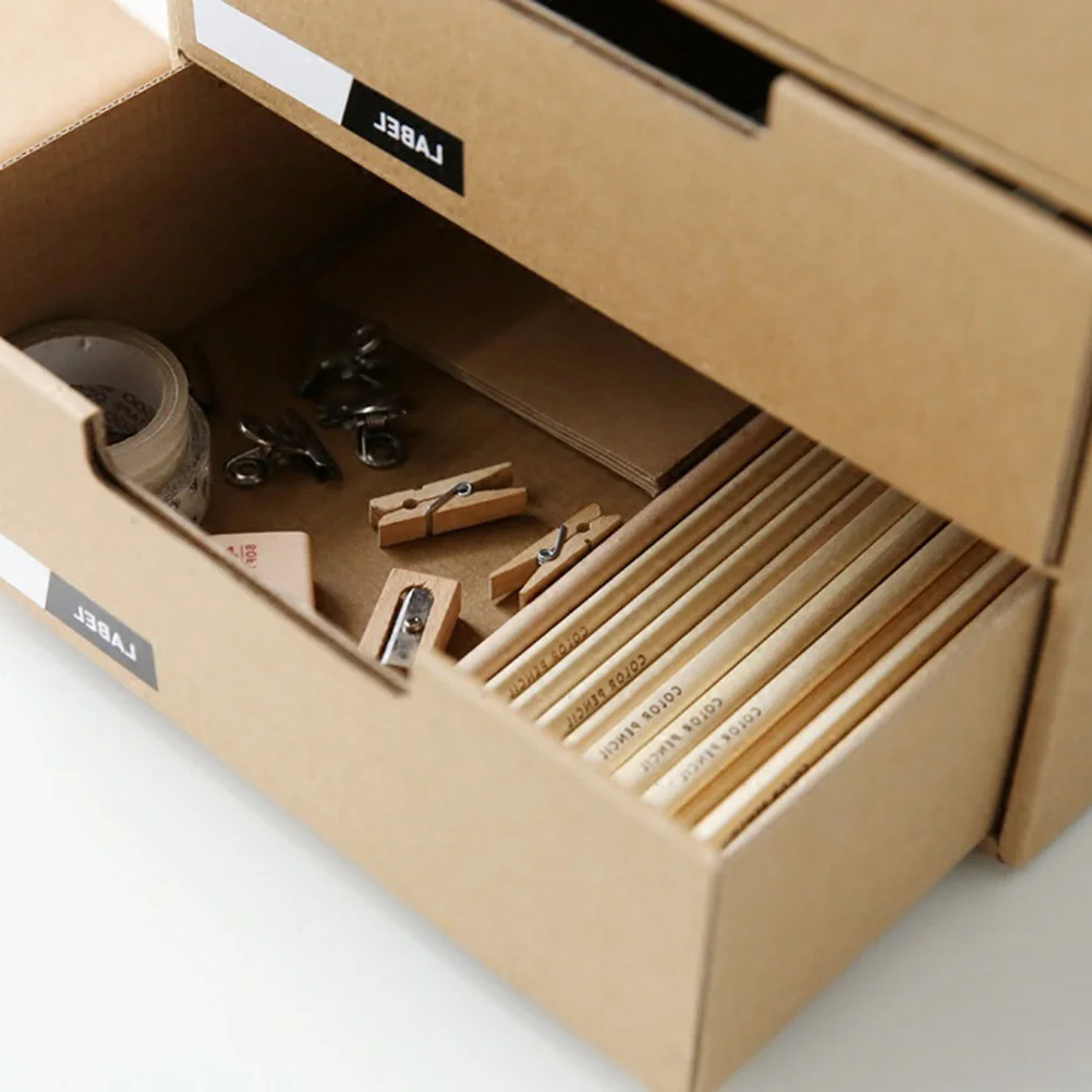 Крафт-бумага Настольный ящик для хранения Органайзер Ящик выдвижного типа канцелярский контейнер органайзер для косметики