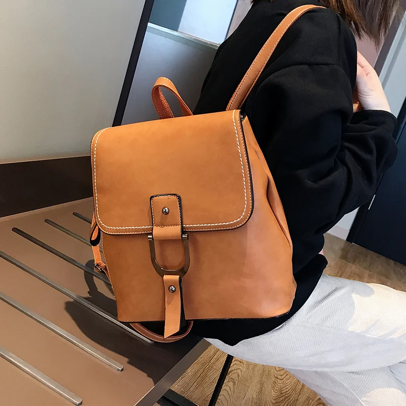 

Vintage women Backpack Fashion PU Leather Double Shoulder Bags School Bag Backpack for Teenagers Girls fashion lady shoulder bag