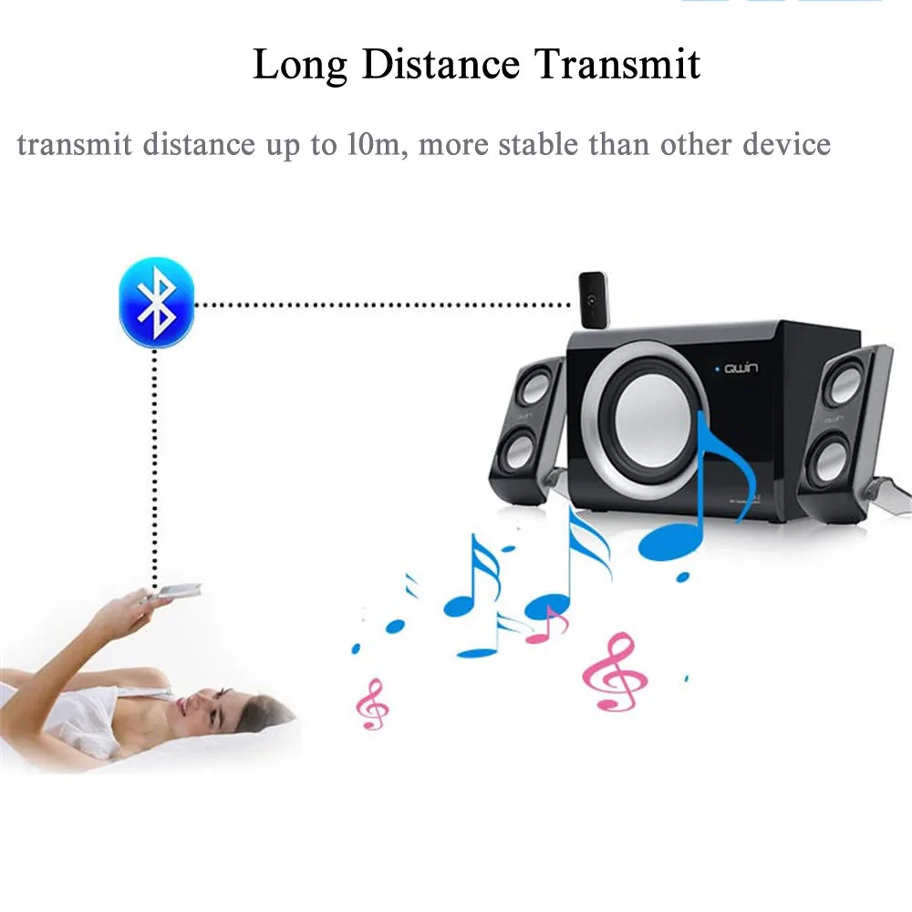 2 в 1 Bluetooth аудио передатчик приемник Черный адаптер HIFI беспроводной портативный аудио плеер Aux 3,5 мм для ТВ ПК MP3
